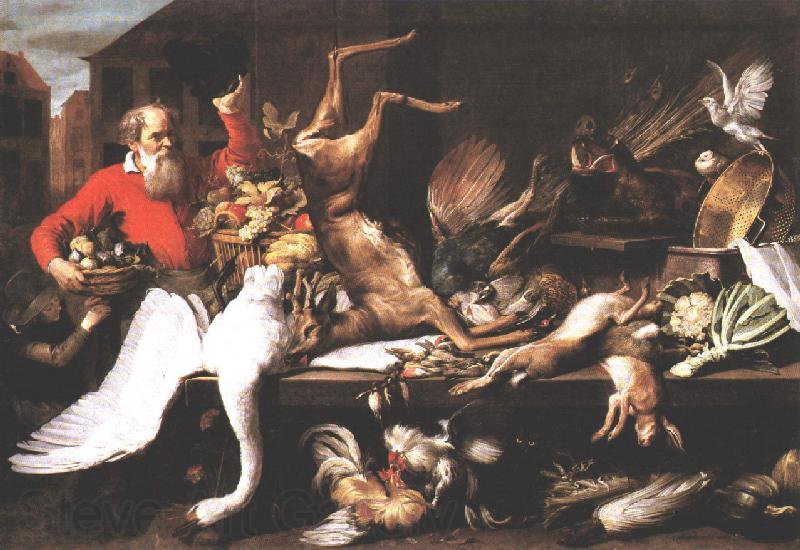 SNYDERS, Frans Still Life with Dead Game, Fruits, and Vegetables in a Market w t Norge oil painting art